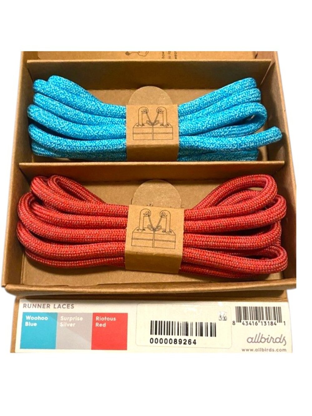 Allbirds Runner Laces in Woohoo Blue and Riotous Red NIB  Replacement Shoe Accs